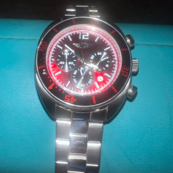 Invicta Silver and Red Men's Watch - Picture 2 of 5